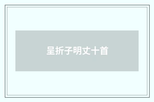 呈折子明丈十首