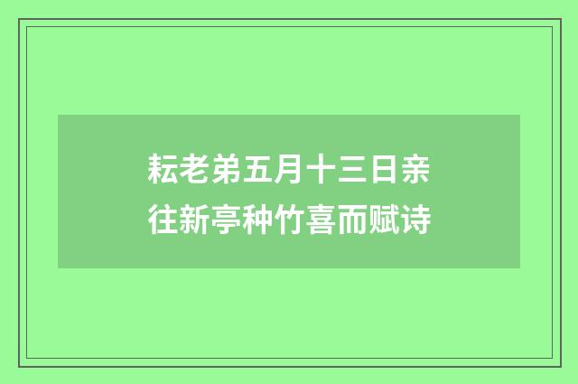 耘老弟五月十三日亲往新亭种竹喜而赋诗