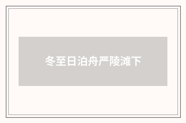 冬至日泊舟严陵滩下