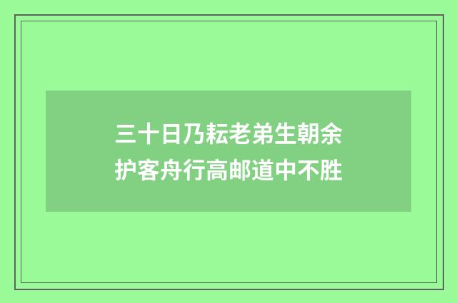 三十日乃耘老弟生朝余护客舟行高邮道中不胜