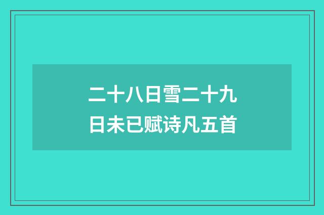 二十八日雪二十九日未已赋诗凡五首