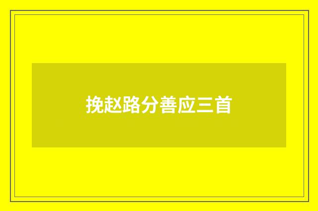 挽赵路分善应三首