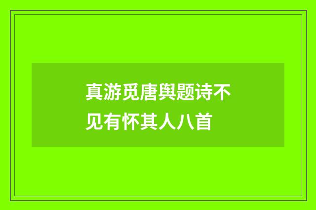 真游觅唐舆题诗不见有怀其人八首
