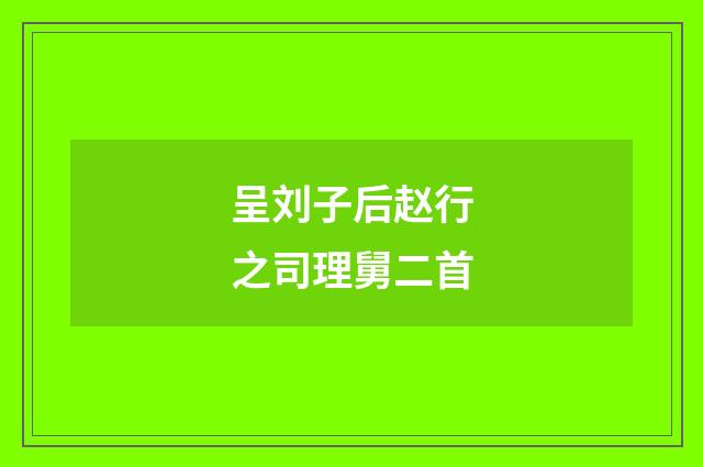 呈刘子后赵行之司理舅二首