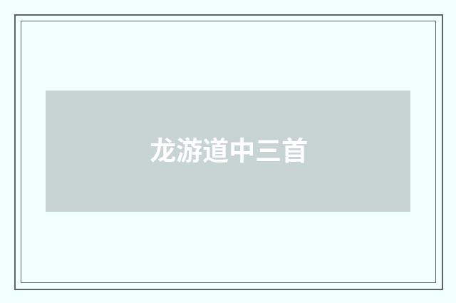龙游道中三首