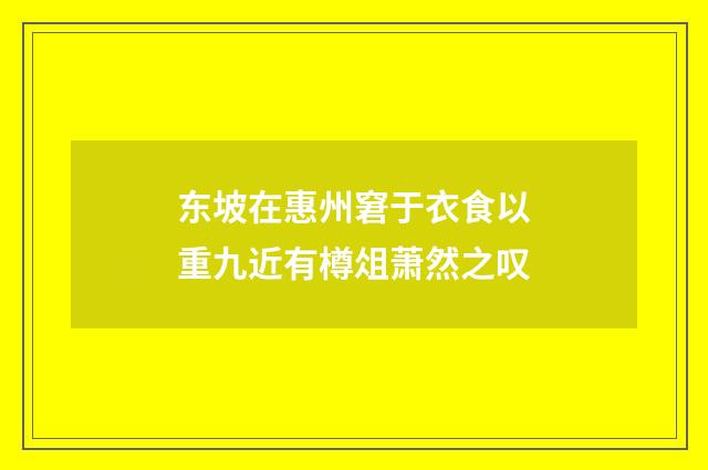 东坡在惠州窘于衣食以重九近有樽俎萧然之叹