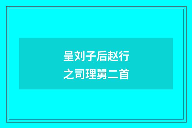 呈刘子后赵行之司理舅二首
