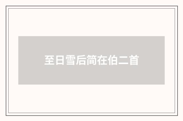 至日雪后简在伯二首