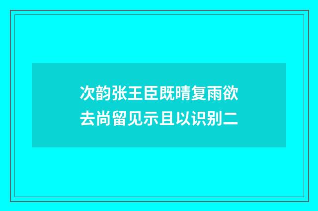次韵张王臣既晴复雨欲去尚留见示且以识别二