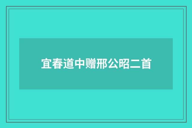 宜春道中赠邢公昭二首