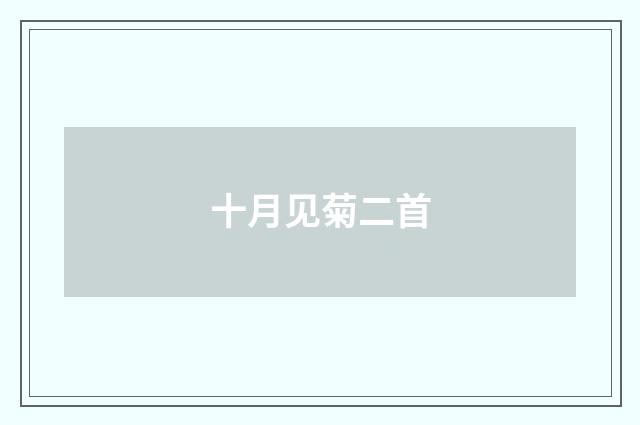 十月见菊二首