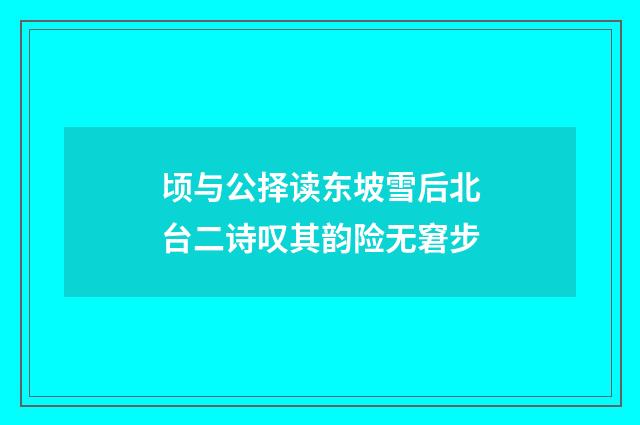 顷与公择读东坡雪后北台二诗叹其韵险无窘步