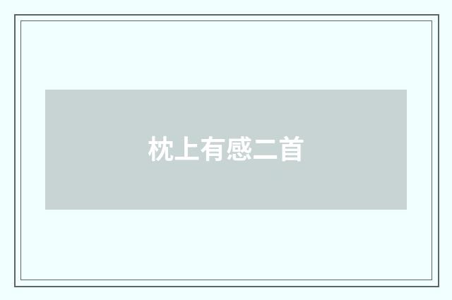 枕上有感二首