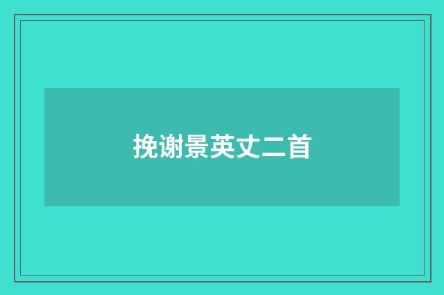 挽谢景英丈二首