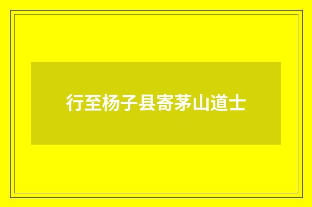 行至杨子县寄茅山道士