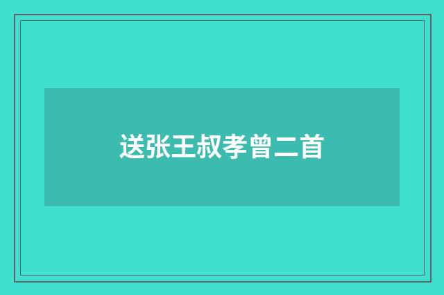 送张王叔孝曾二首