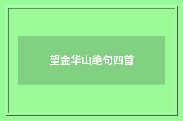 望金华山绝句四首