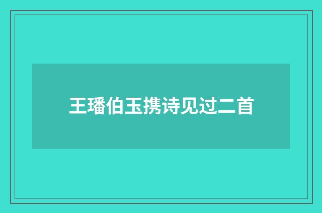 王璠伯玉携诗见过二首