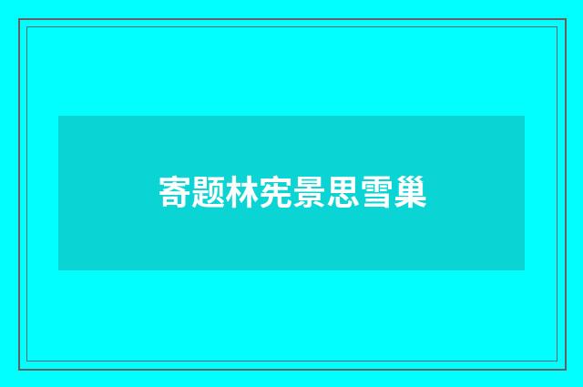 寄题林宪景思雪巢