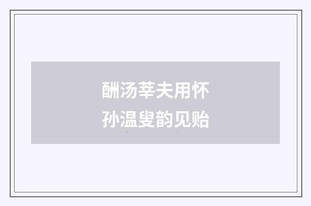 酬汤莘夫用怀孙温叟韵见贻