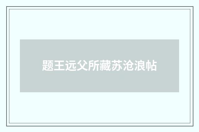 题王远父所藏苏沧浪帖