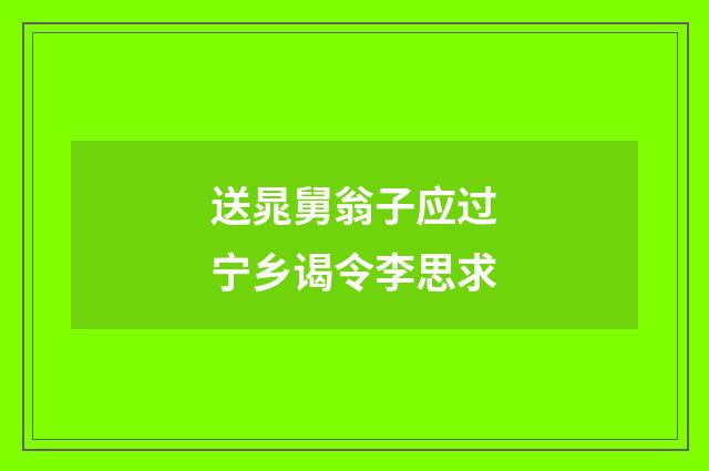 送晁舅翁子应过宁乡谒令李思求