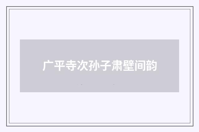 广平寺次孙子肃壁间韵