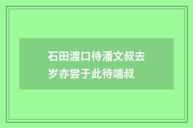 石田渡口待潘文叔去岁亦尝于此待端叔