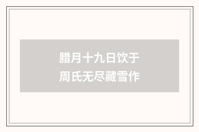 腊月十九日饮于周氏无尽藏雪作