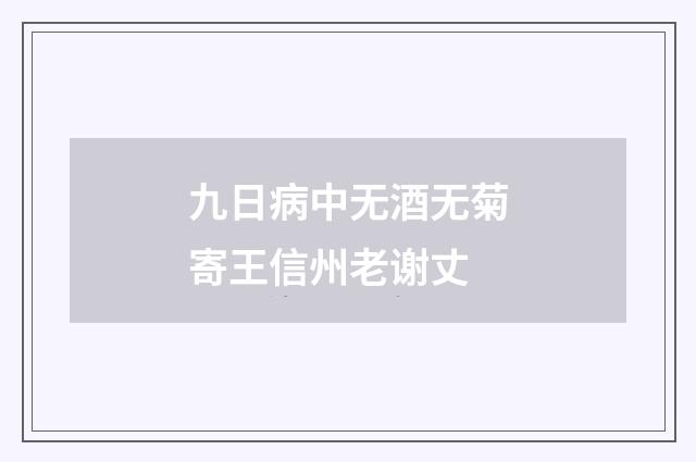 九日病中无酒无菊寄王信州老谢丈