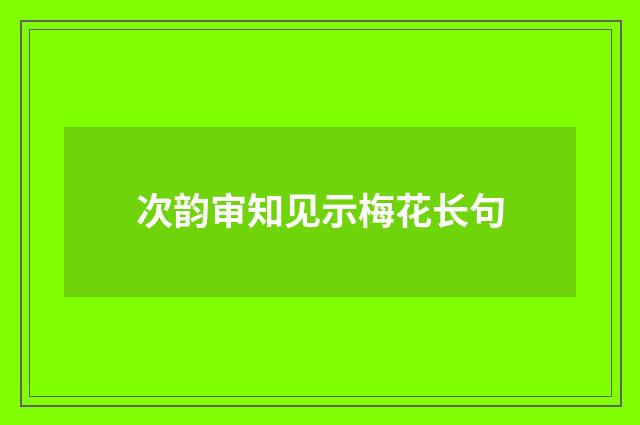 次韵审知见示梅花长句