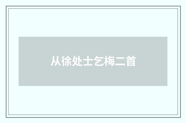 从徐处士乞梅二首