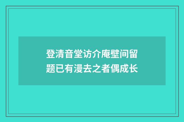 登清音堂访介庵壁间留题已有漫去之者偶成长