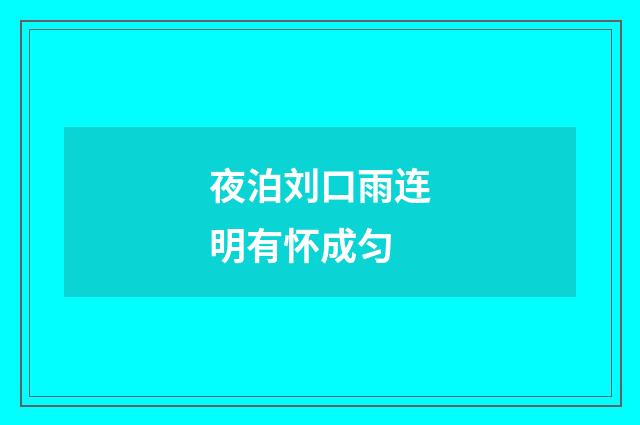 夜泊刘口雨连明有怀成匀