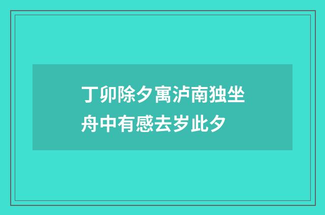丁卯除夕寓泸南独坐舟中有感去岁此夕