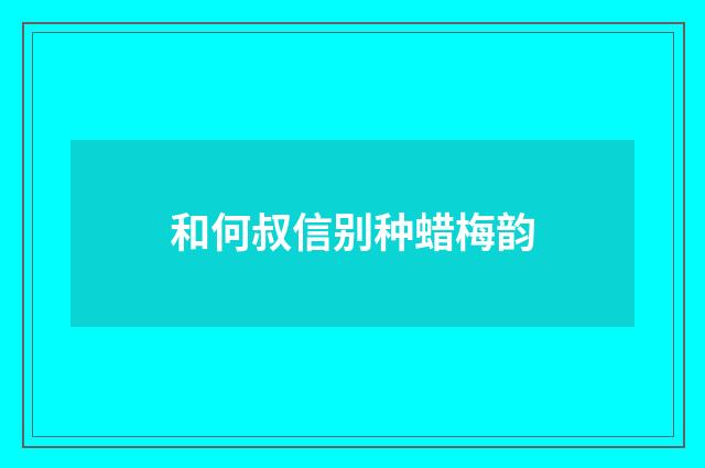 和何叔信别种蜡梅韵
