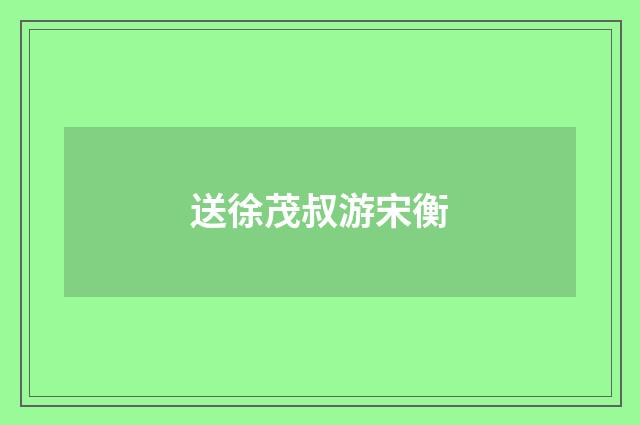 送徐茂叔游宋衡