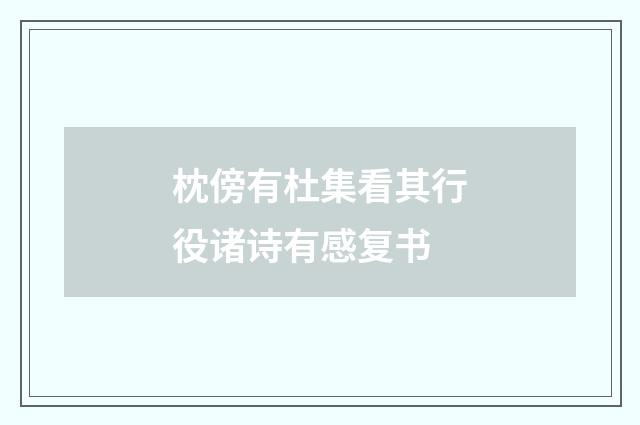枕傍有杜集看其行役诸诗有感复书