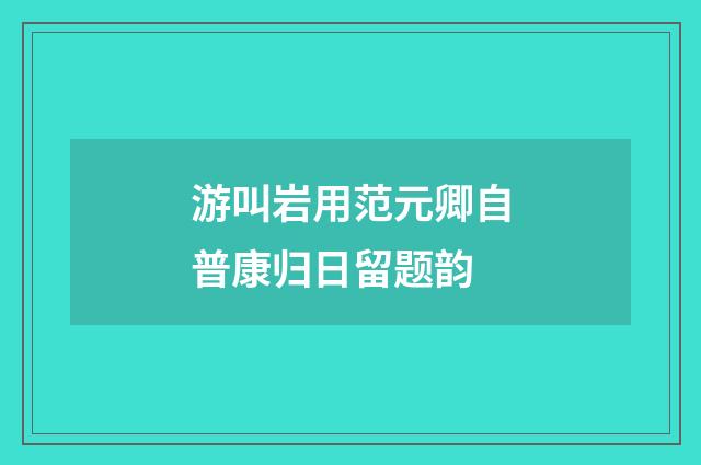 游叫岩用范元卿自普康归日留题韵