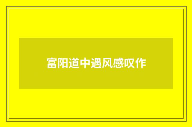 富阳道中遇风感叹作