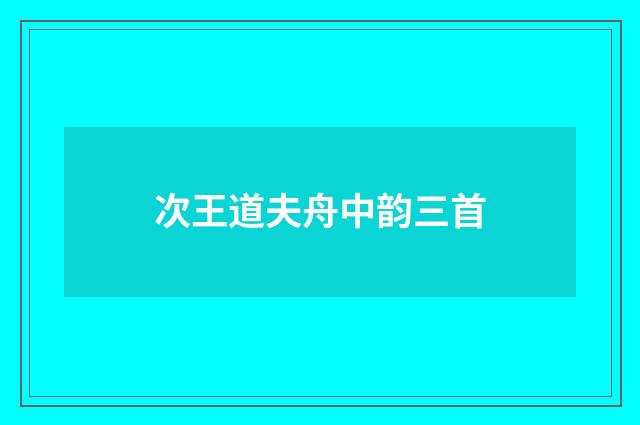 次王道夫舟中韵三首