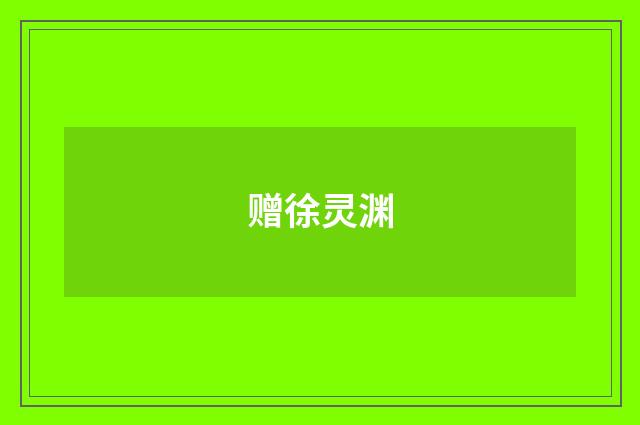 赠徐灵渊