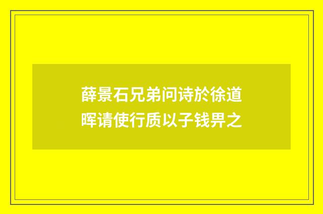 薛景石兄弟问诗於徐道晖请使行质以子钱畀之