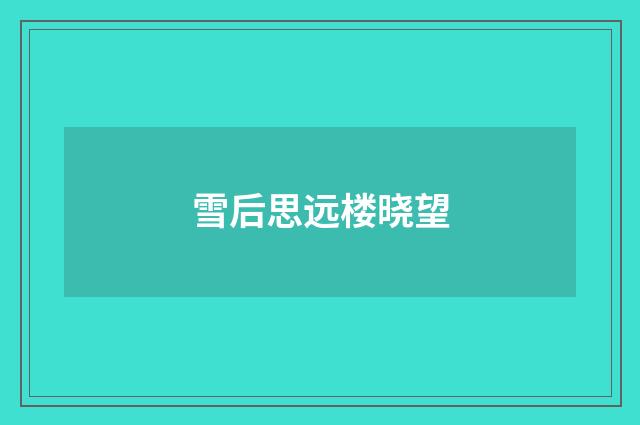 雪后思远楼晓望
