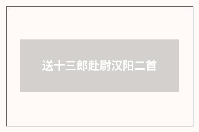 送十三郎赴尉汉阳二首