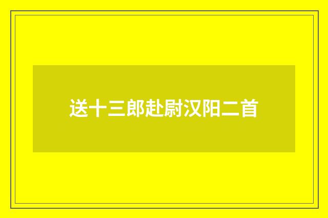 送十三郎赴尉汉阳二首