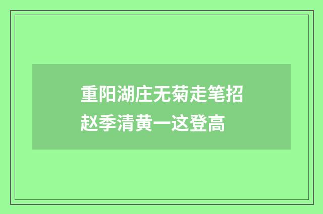 重阳湖庄无菊走笔招赵季清黄一这登高