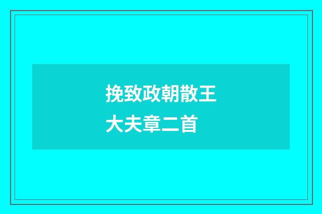 挽致政朝散王大夫章二首