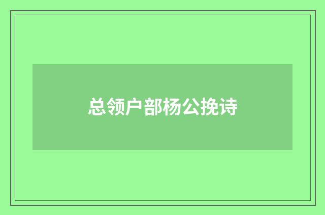 总领户部杨公挽诗