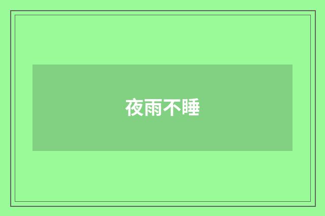 夜雨不睡
